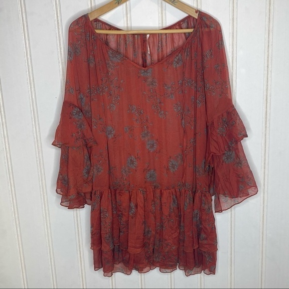 Free People Sunsetter Holiday Printed Tunic Dress 659 - Picture 2 of 5